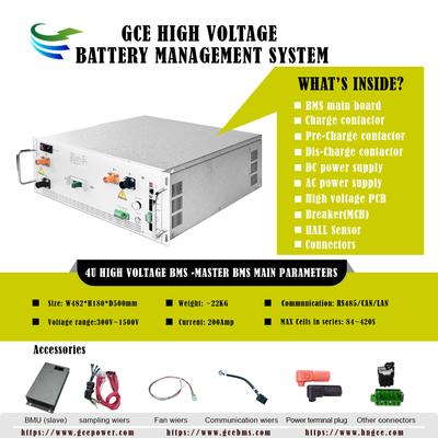 Système de gestion de la batterie haute tension BMS 304S972.8V 250A Lifepo4 BMS 1500V Pour l'énergie de la batterie au lithium du rack BESS UPS