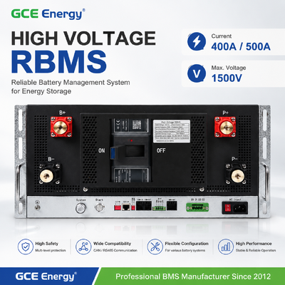Système de gestion de la batterie haute tension GCE Energy pour le stockage de l'énergie 350V-1500V 400A/500A Solution BMS pour les batteries au lithium, les ESS, les systèmes UPS et les applications d'énergie renouvelable