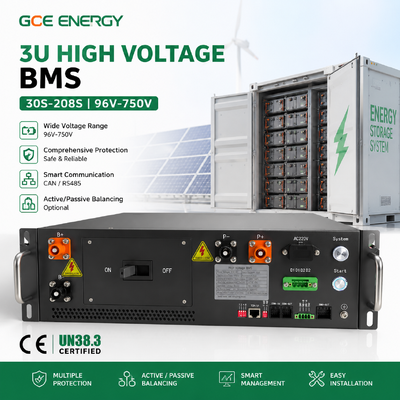 Système de gestion de batterie haute tension GCE Maître Esclave HV BMS 120S 144S 160S 192S 120V-750V 125A pour système de stockage d'énergie solaire ESS BESS