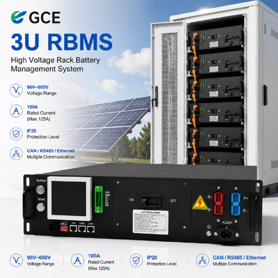 GCE 3U High Voltage BMS 120-750V 125A for Solar Energy Storage System | 96S-192S LiFePO4 Battery Management System CAN RS485 CE UL