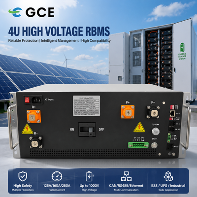 GCE Energy 4U Rack BMS 250A 1000V High Voltage Battery Management System for Solar ESS Container | CAN RS485 Ethernet CE  Certified